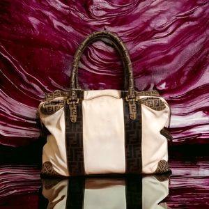 Fendi canvas zucchino spalmati b mix tote